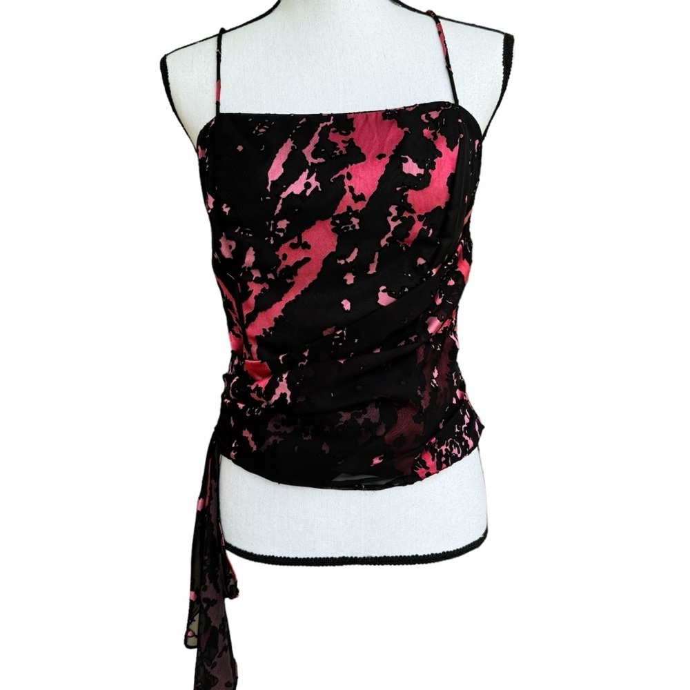 Vintage Corset Top Black and Pink Size Medium